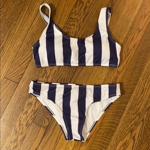 BLUE AND WHITE STRIPED BIKINI